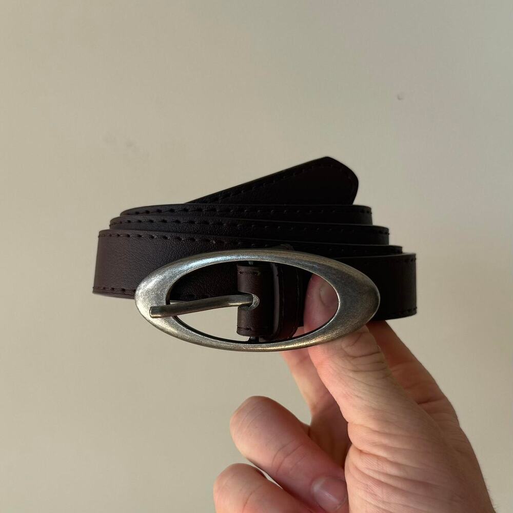 Vintage Brown Western Belt Unisex Boho Oval Design American Style 43" Long - Picture 6 of 6